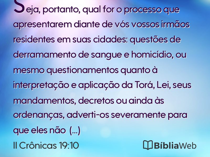 II Crônicas 19:10 em imagem para compartilhar
