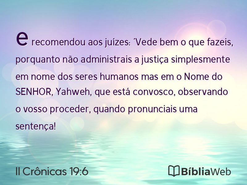II Crônicas 19:6 em imagem para compartilhar
