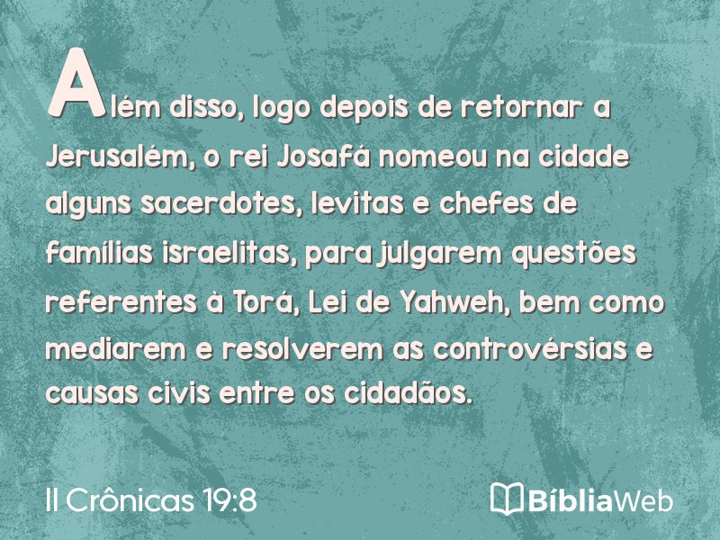 II Crônicas 19:8 em imagem para compartilhar