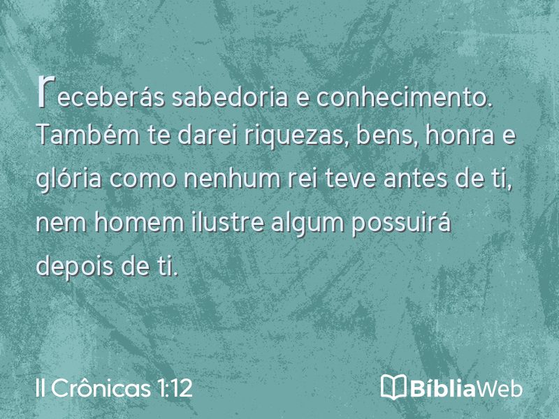 II Crônicas 1:12 em imagem para compartilhar