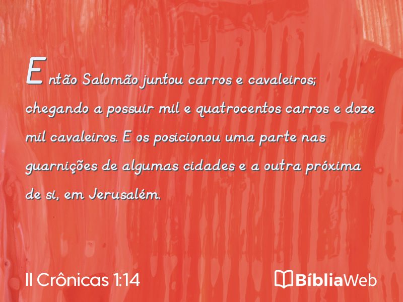 II Crônicas 1:14 em imagem para compartilhar