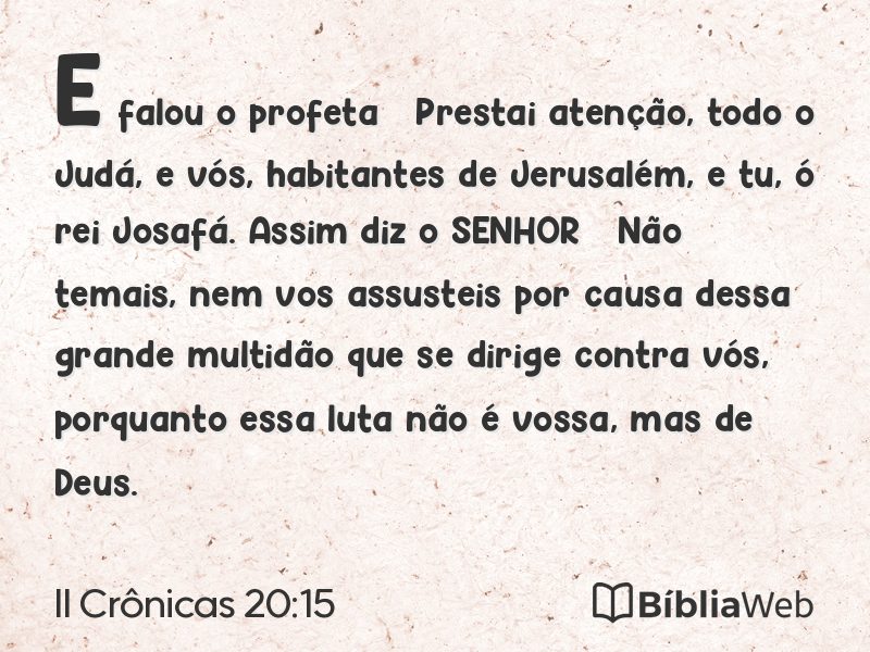 II Crônicas 20:15 em imagem para compartilhar