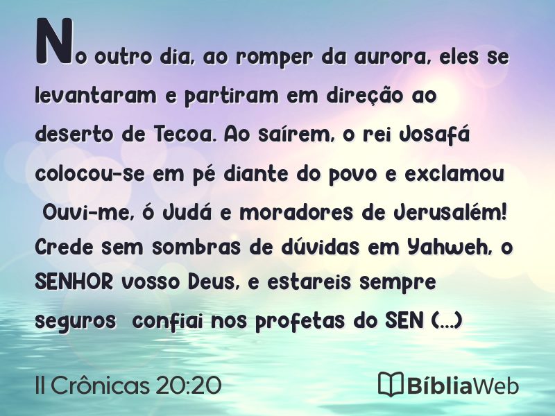 II Crônicas 20:20 em imagem para compartilhar