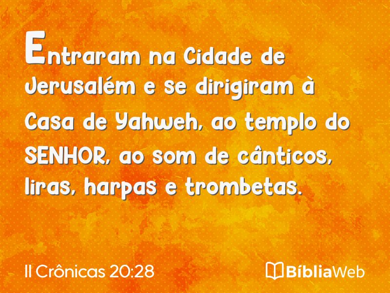 II Crônicas 20:28 em imagem para compartilhar