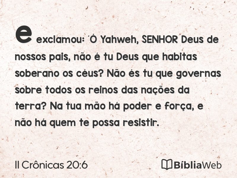 II Crônicas 20:6 em imagem para compartilhar