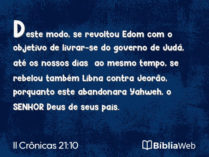 II Crônicas 21:10 em imagem para compartilhar