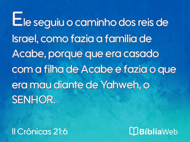 II Crônicas 21:6 em imagem para compartilhar