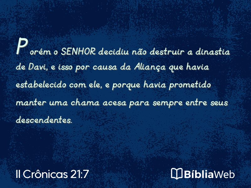 II Crônicas 21:7 em imagem para compartilhar