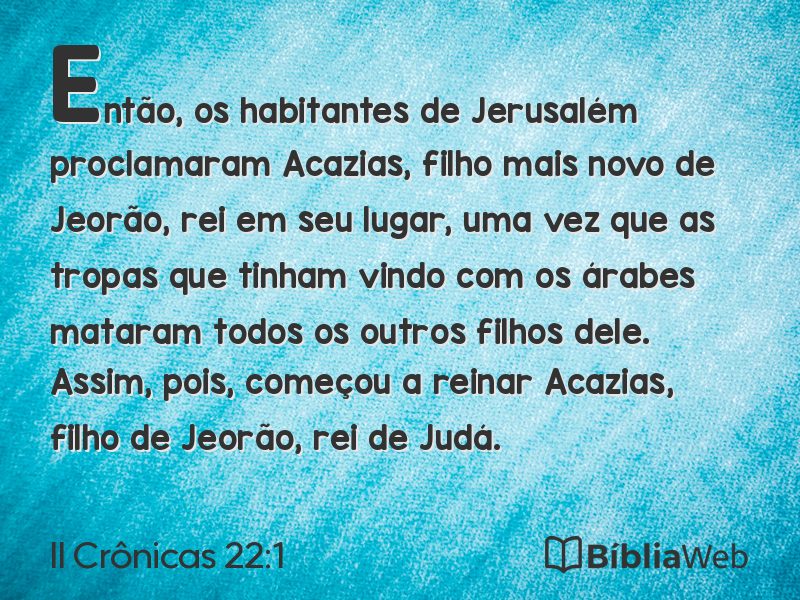 II Crônicas 22:1 em imagem para compartilhar