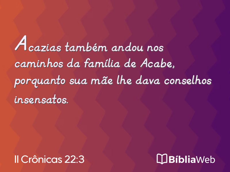 II Crônicas 22:3 em imagem para compartilhar