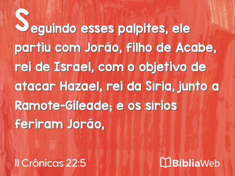 II Crônicas 22:5 em imagem para compartilhar