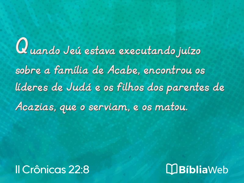 II Crônicas 22:8 em imagem para compartilhar