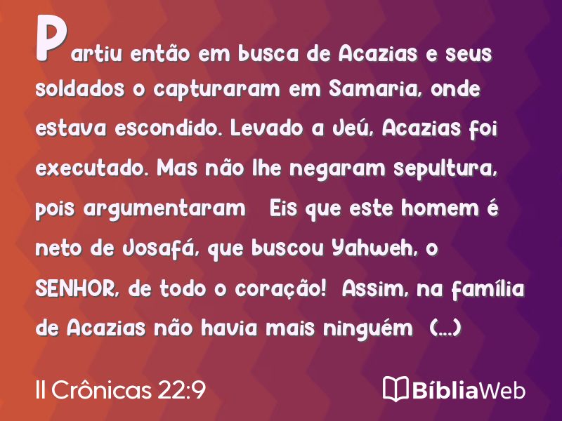 II Crônicas 22:9 em imagem para compartilhar