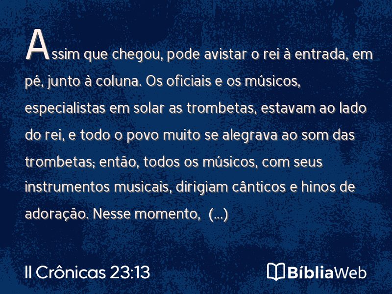 II Crônicas 23:13 em imagem para compartilhar