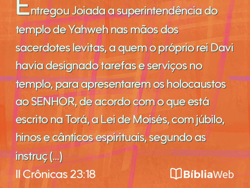 II Crônicas 23:18 em imagem para compartilhar