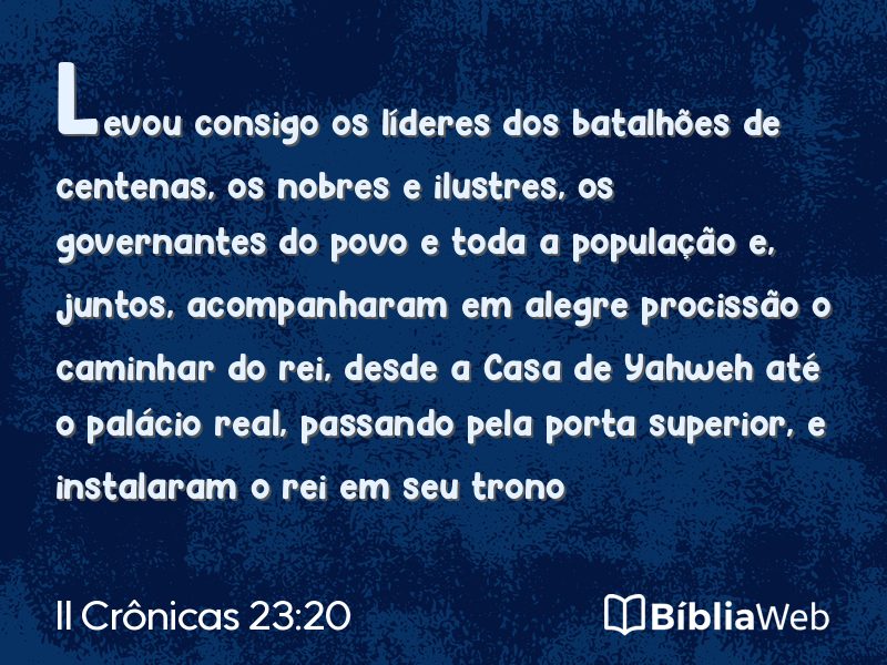 II Crônicas 23:20 em imagem para compartilhar