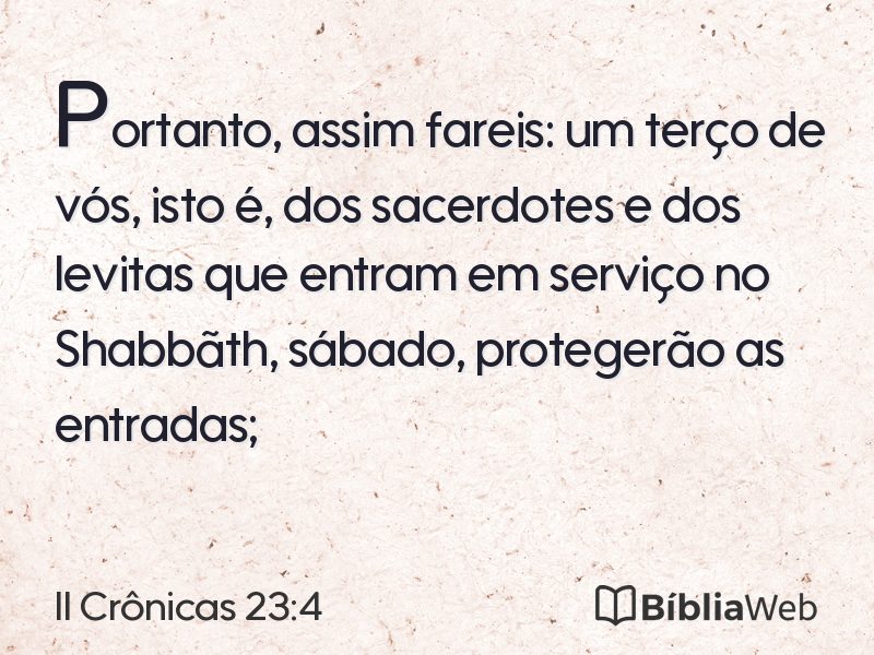 II Crônicas 23:4 em imagem para compartilhar