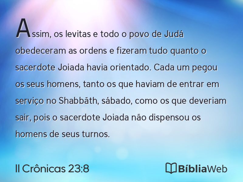 II Crônicas 23:8 em imagem para compartilhar
