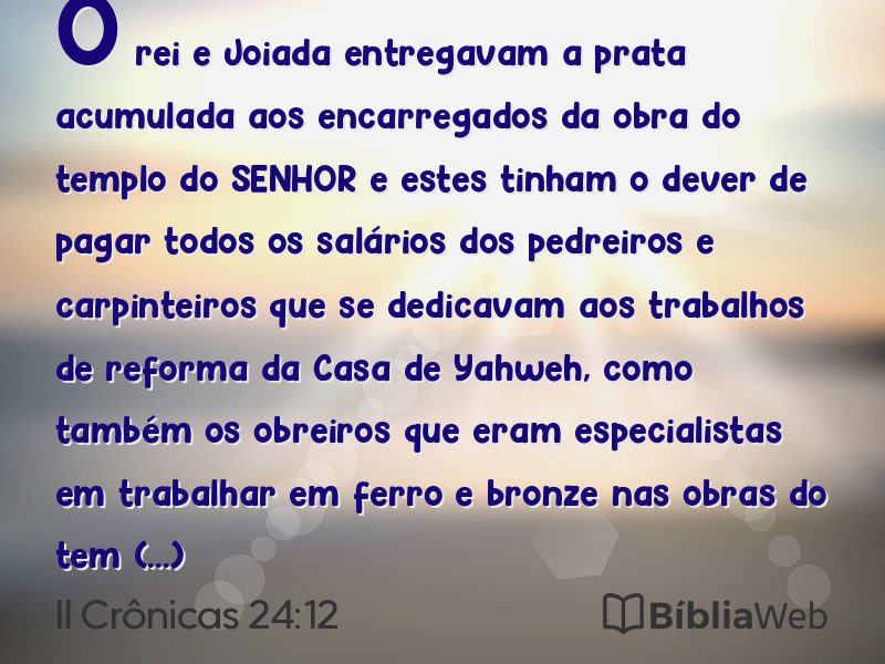 II Crônicas 24:12 em imagem para compartilhar