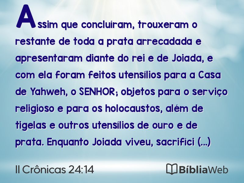 II Crônicas 24:14 em imagem para compartilhar