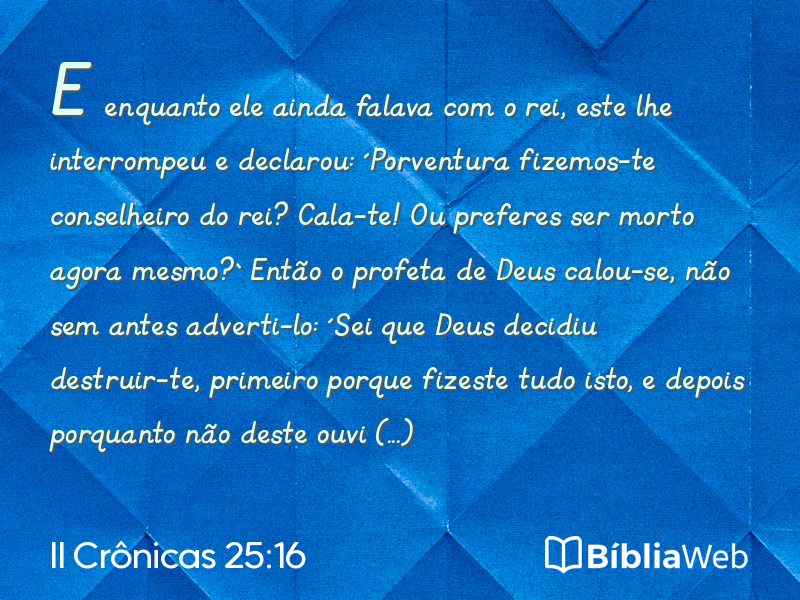 II Crônicas 25:16 em imagem para compartilhar