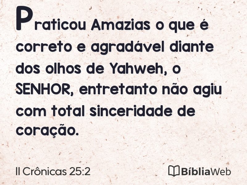 II Crônicas 25:2 em imagem para compartilhar