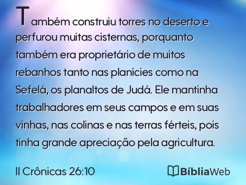 II Crônicas 26:10 em imagem para compartilhar