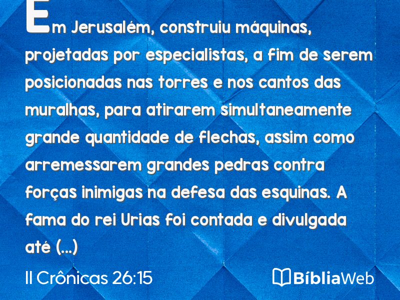 II Crônicas 26:15 em imagem para compartilhar