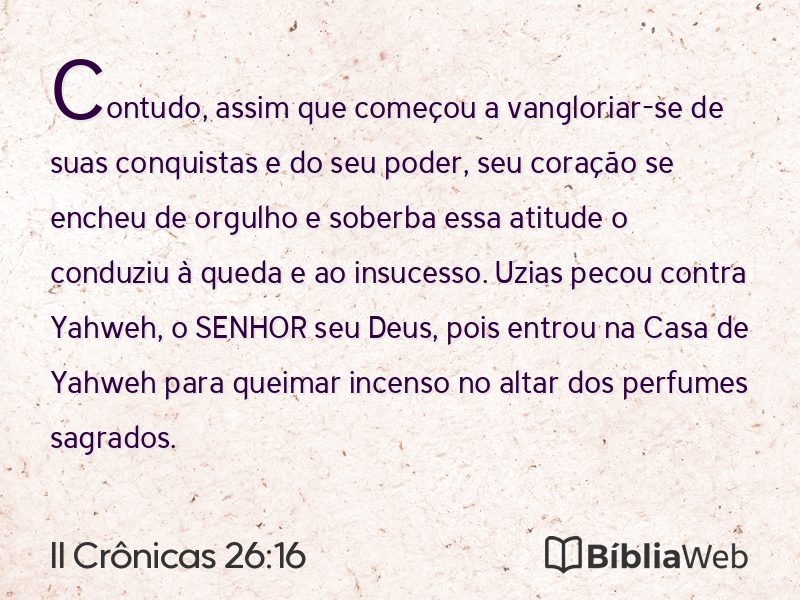 II Crônicas 26:16 em imagem para compartilhar