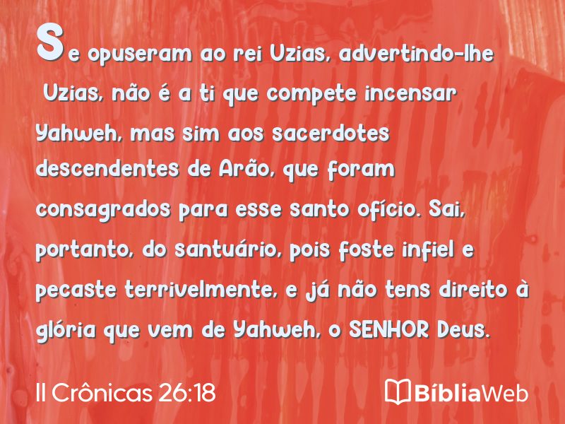 II Crônicas 26:18 em imagem para compartilhar