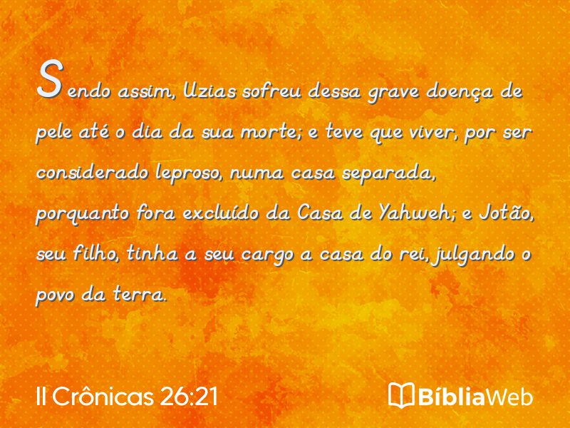 II Crônicas 26:21 em imagem para compartilhar