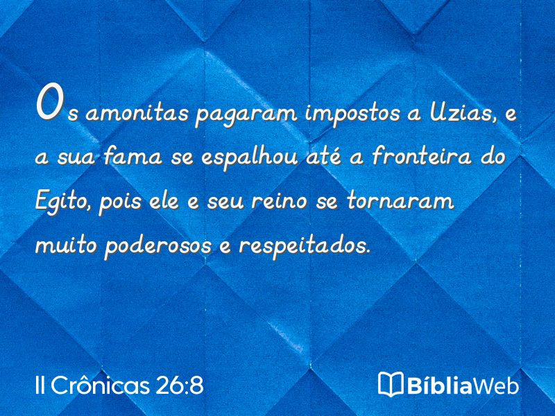 II Crônicas 26:8 em imagem para compartilhar
