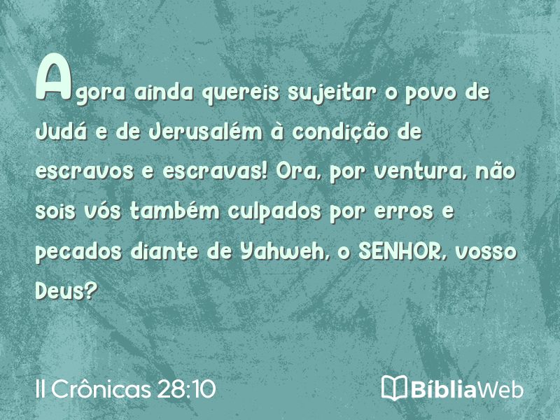 II Crônicas 28:10 em imagem para compartilhar