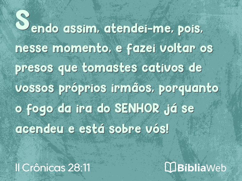 II Crônicas 28:11 em imagem para compartilhar