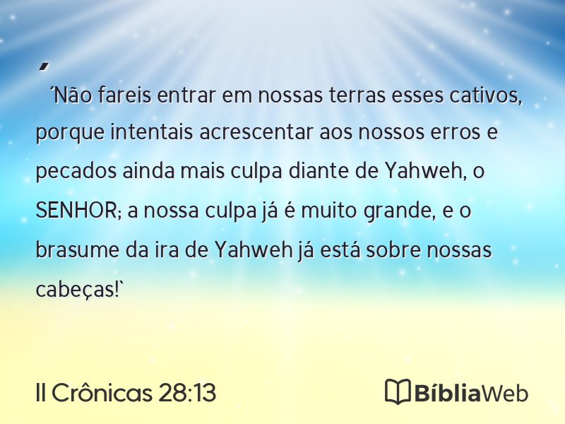 II Crônicas 28:13 em imagem para compartilhar