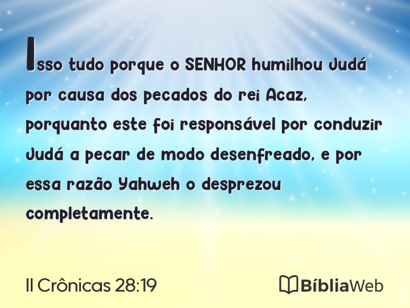 II Crônicas 28:19 em imagem para compartilhar