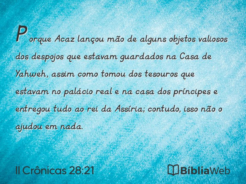 II Crônicas 28:21 em imagem para compartilhar