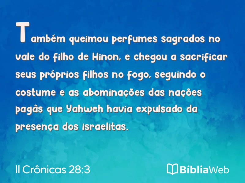 II Crônicas 28:3 em imagem para compartilhar