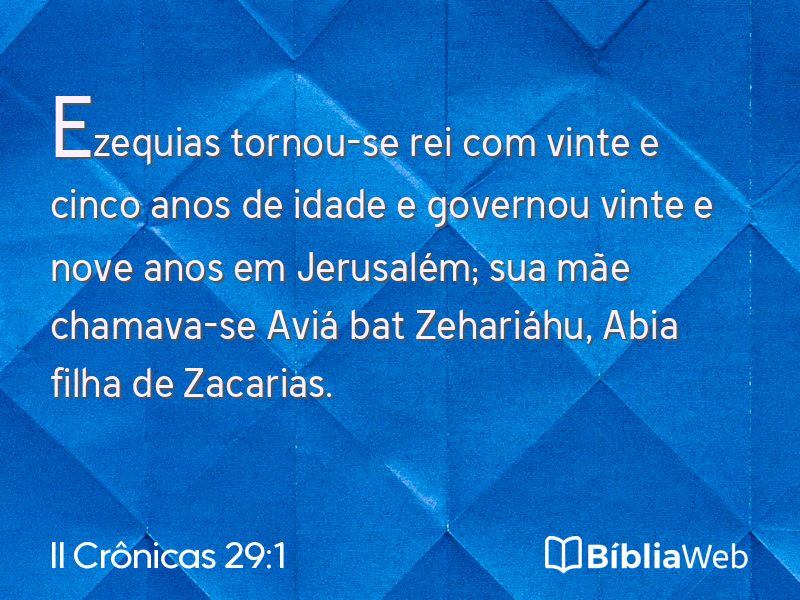 II Crônicas 29:1 em imagem para compartilhar