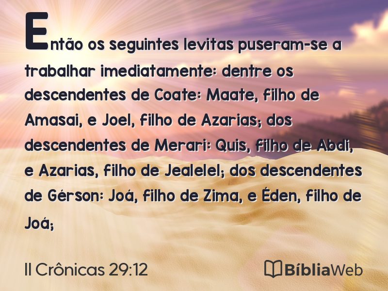 II Crônicas 29:12 em imagem para compartilhar