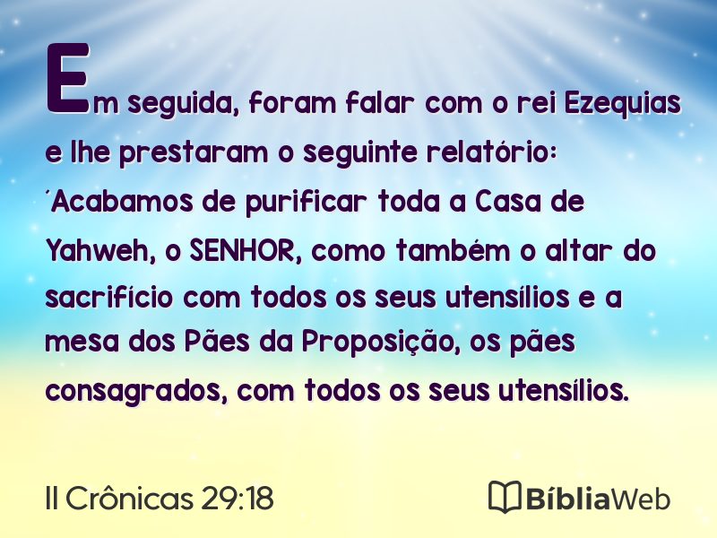 II Crônicas 29:18 em imagem para compartilhar