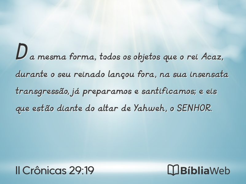 II Crônicas 29:19 em imagem para compartilhar