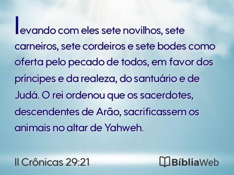 II Crônicas 29:21 em imagem para compartilhar