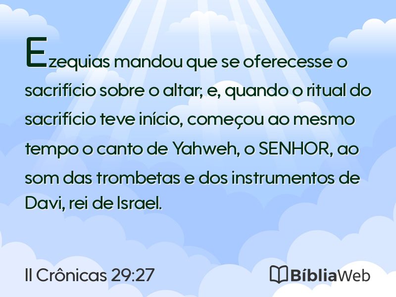 II Crônicas 29:27 em imagem para compartilhar