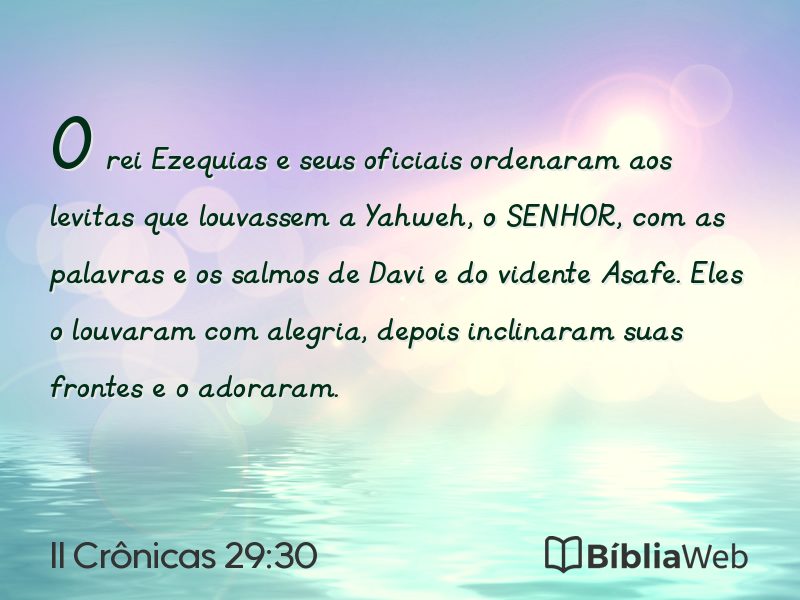 II Crônicas 29:30 em imagem para compartilhar