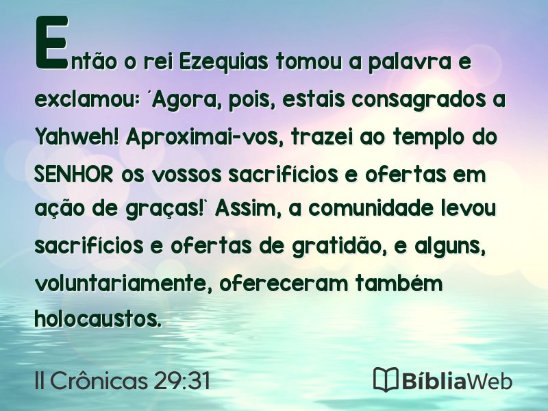 II Crônicas 29:31 em imagem para compartilhar