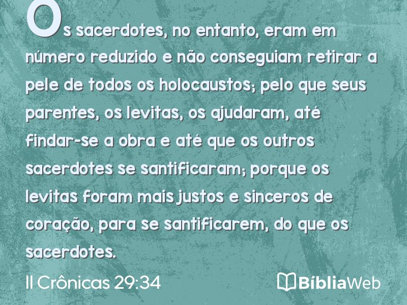 II Crônicas 29:34 em imagem para compartilhar