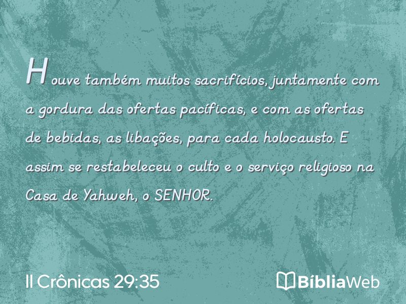 II Crônicas 29:35 em imagem para compartilhar