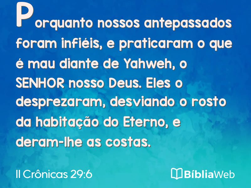 II Crônicas 29:6 em imagem para compartilhar