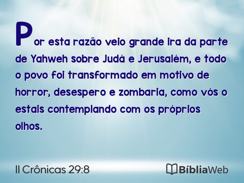 II Crônicas 29:8 em imagem para compartilhar